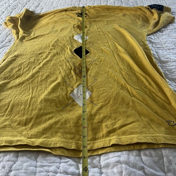 Denim Kruz Yellow Argyle Graphic T-shirt Crest Patch Retro Preppy Baggy Men’s 4X - Picture 9 of 12